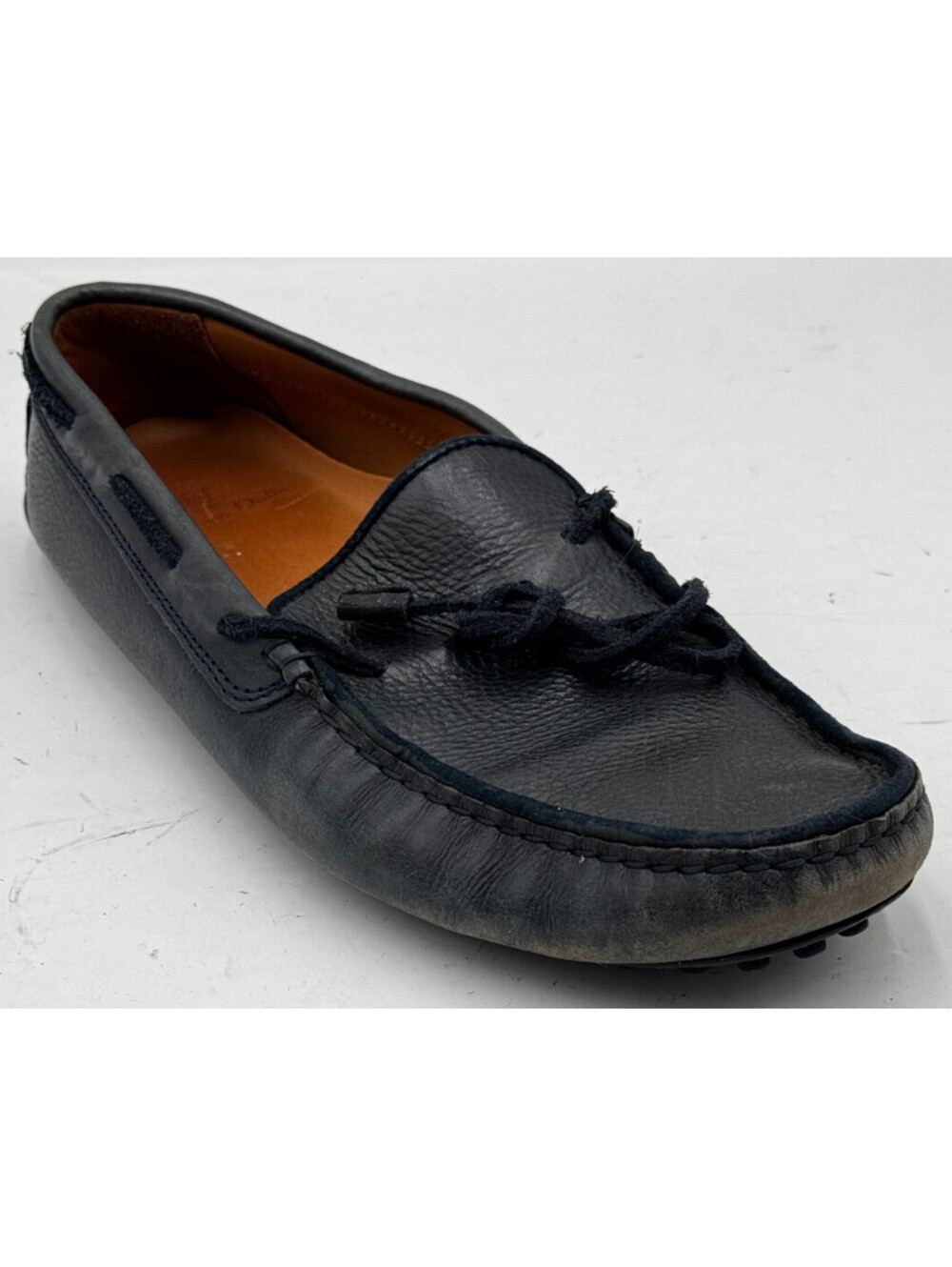 Massimo Dutti Men's Shoes Size 9 Black Nubuck Leather Moc Toe Loafers